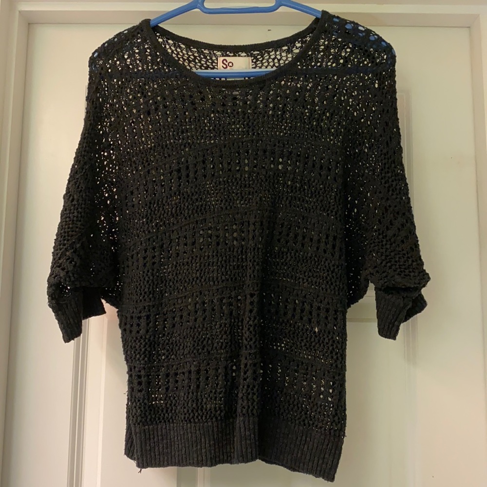Open weave black sweater